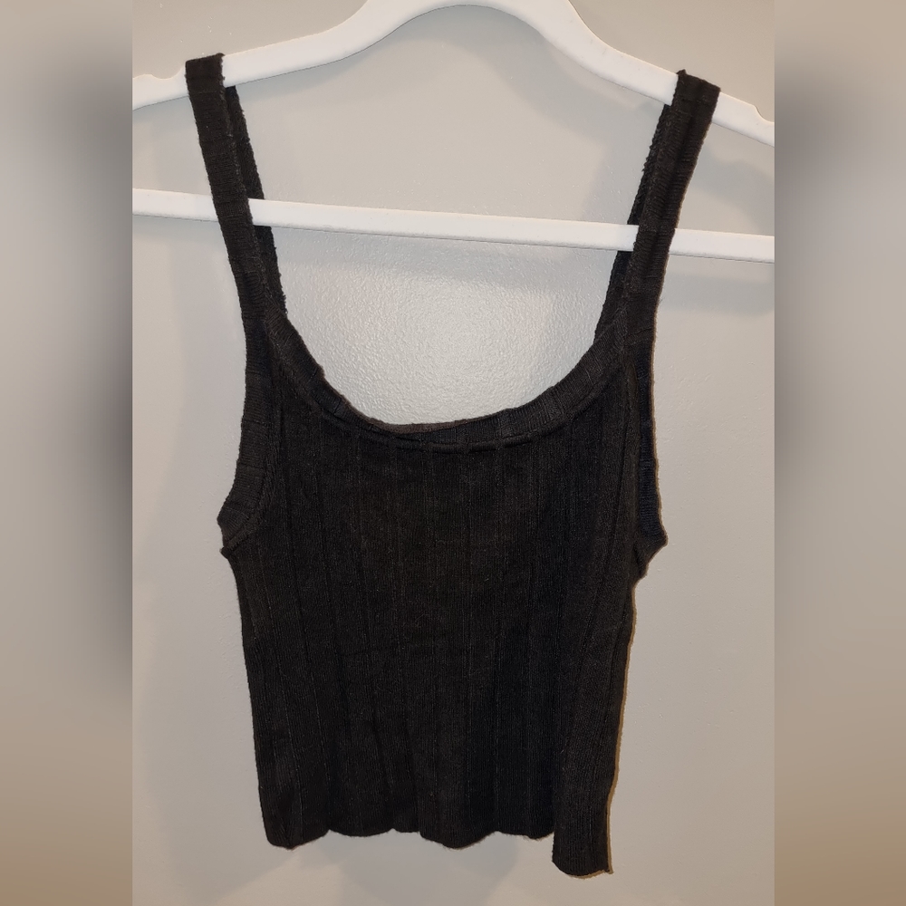 Blue Asphalt Black knit tank top